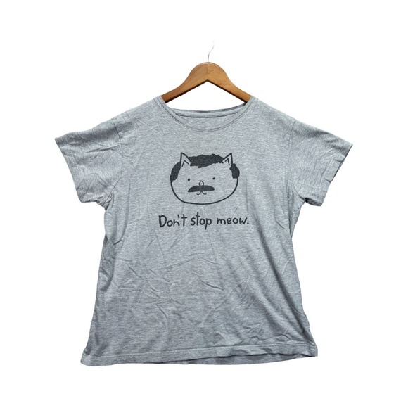 Queen Freddy Purrcury Mercury Cat Kitten T-shirt Don't Stop Me Meow Tee Gray XL - Picture 1 of 4